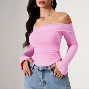 🌸New SHEIN Light Pink Off the Shoulder Top Size XL🌸